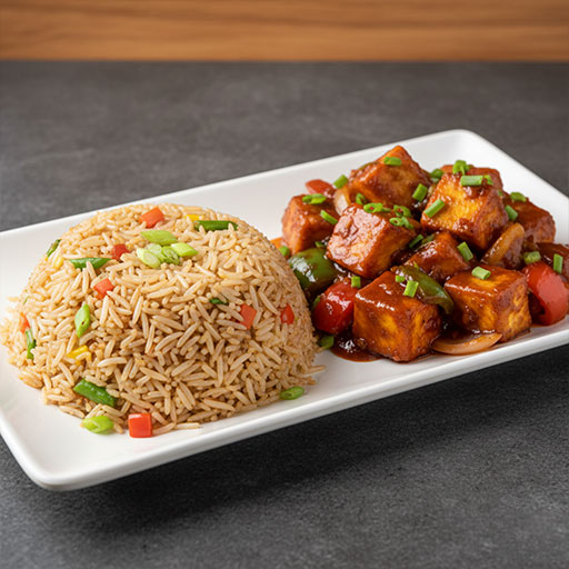 Veg Fried Rice
with Chilly Paneer
